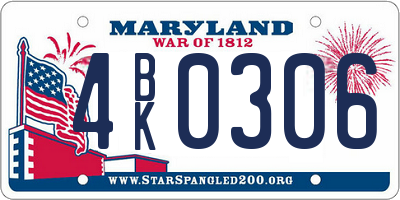 MD license plate 4BK0306