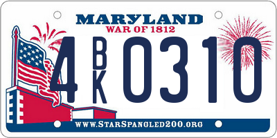 MD license plate 4BK0310