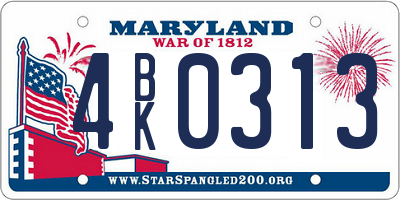 MD license plate 4BK0313