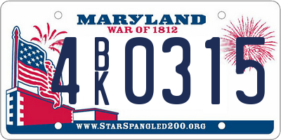 MD license plate 4BK0315