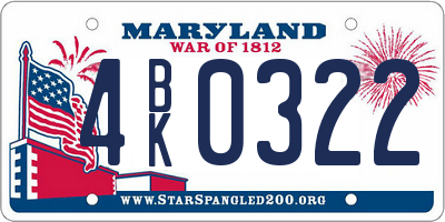 MD license plate 4BK0322