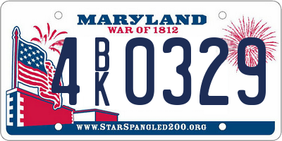 MD license plate 4BK0329