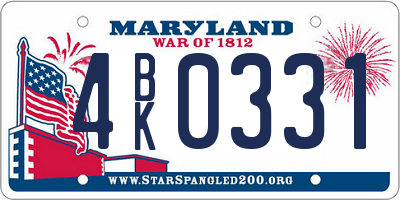 MD license plate 4BK0331