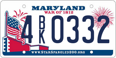 MD license plate 4BK0332
