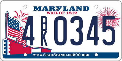 MD license plate 4BK0345