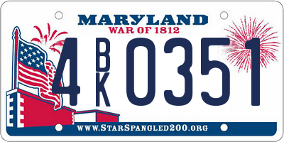 MD license plate 4BK0351