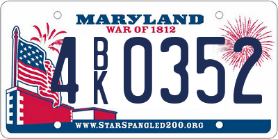 MD license plate 4BK0352