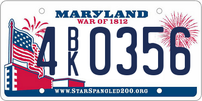 MD license plate 4BK0356