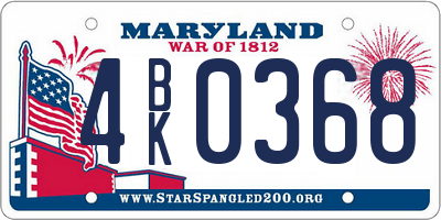 MD license plate 4BK0368
