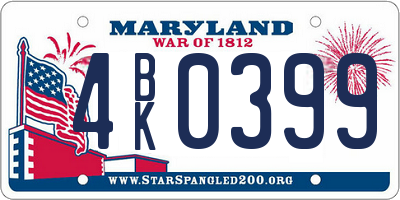 MD license plate 4BK0399