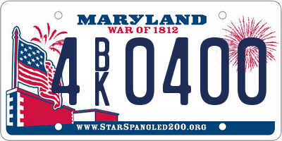 MD license plate 4BK0400