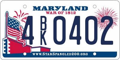 MD license plate 4BK0402