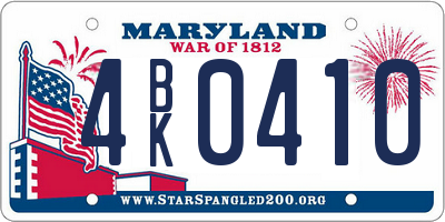 MD license plate 4BK0410