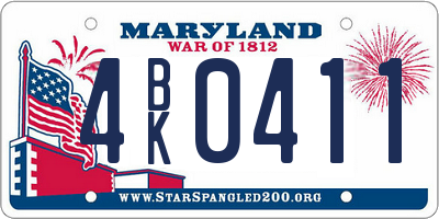 MD license plate 4BK0411