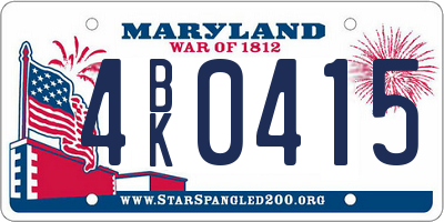 MD license plate 4BK0415