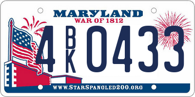 MD license plate 4BK0433