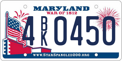 MD license plate 4BK0450