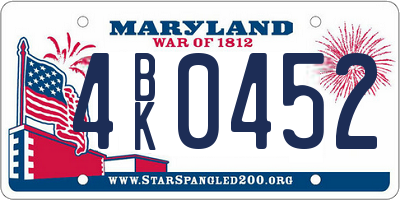 MD license plate 4BK0452
