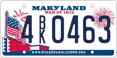 MD license plate 4BK0463