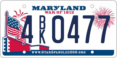 MD license plate 4BK0477