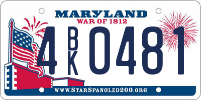 MD license plate 4BK0481