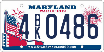 MD license plate 4BK0486