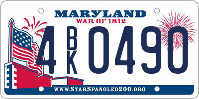 MD license plate 4BK0490