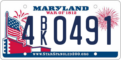 MD license plate 4BK0491