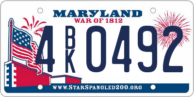 MD license plate 4BK0492
