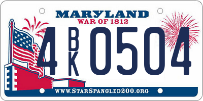 MD license plate 4BK0504