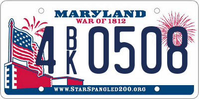 MD license plate 4BK0508