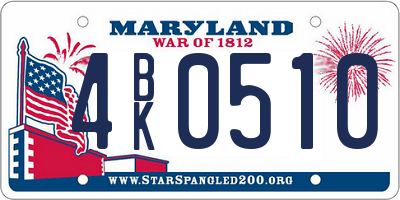 MD license plate 4BK0510