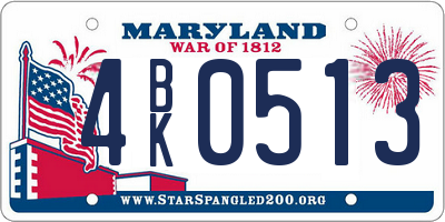 MD license plate 4BK0513
