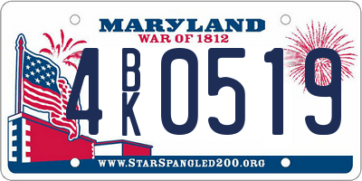 MD license plate 4BK0519