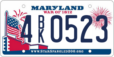 MD license plate 4BK0523