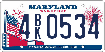 MD license plate 4BK0534