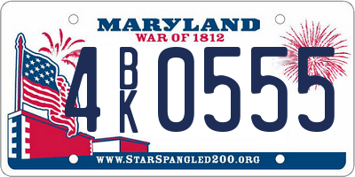 MD license plate 4BK0555