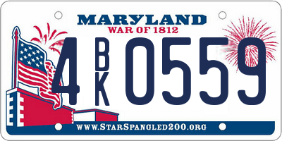 MD license plate 4BK0559