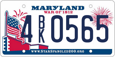 MD license plate 4BK0565