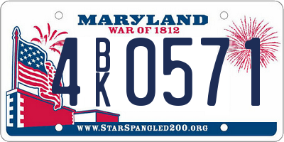MD license plate 4BK0571