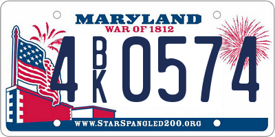 MD license plate 4BK0574