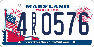 MD license plate 4BK0576