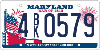 MD license plate 4BK0579