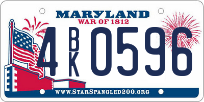 MD license plate 4BK0596