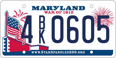 MD license plate 4BK0605