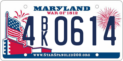 MD license plate 4BK0614