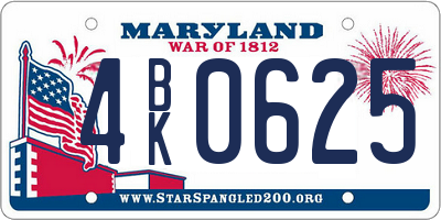 MD license plate 4BK0625