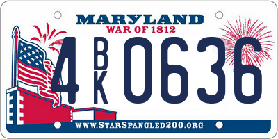 MD license plate 4BK0636
