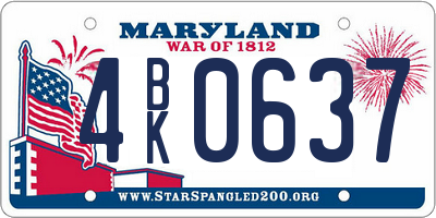MD license plate 4BK0637