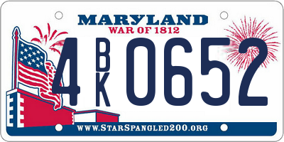 MD license plate 4BK0652